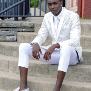 White/Silver Camo Lamé Fashion Coat