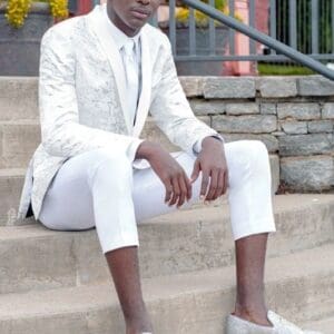 White/Silver Camo Lamé Fashion Coat