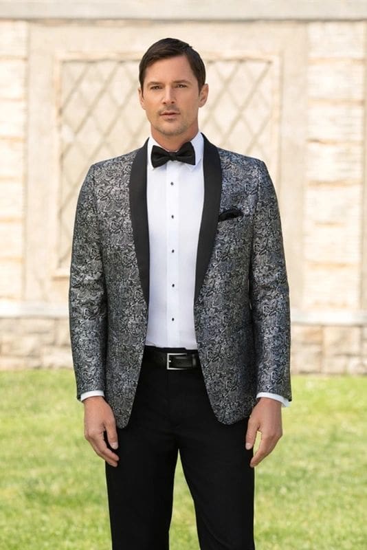 Black/Silver Metallic Aries Paisley Fashion Coat