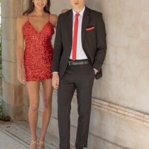 Black Dawson Suit with Self-Tie Long Tie