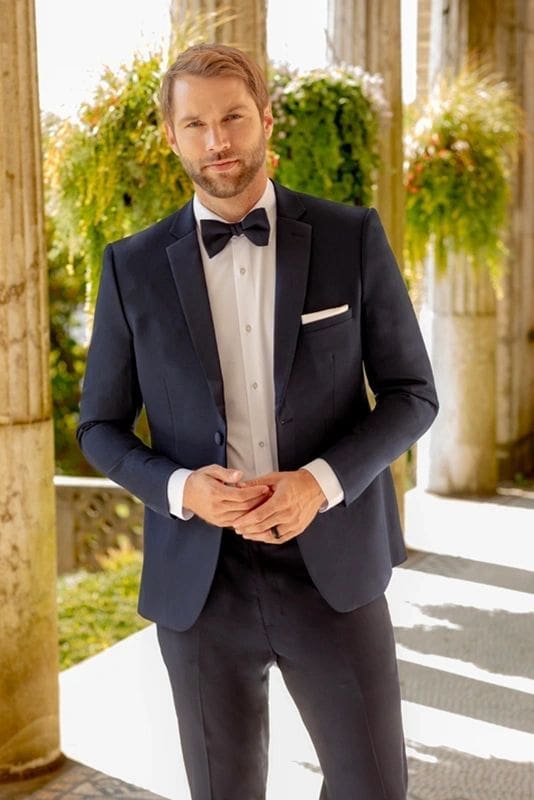 Navy Dawson Tuxedo with Black Pants