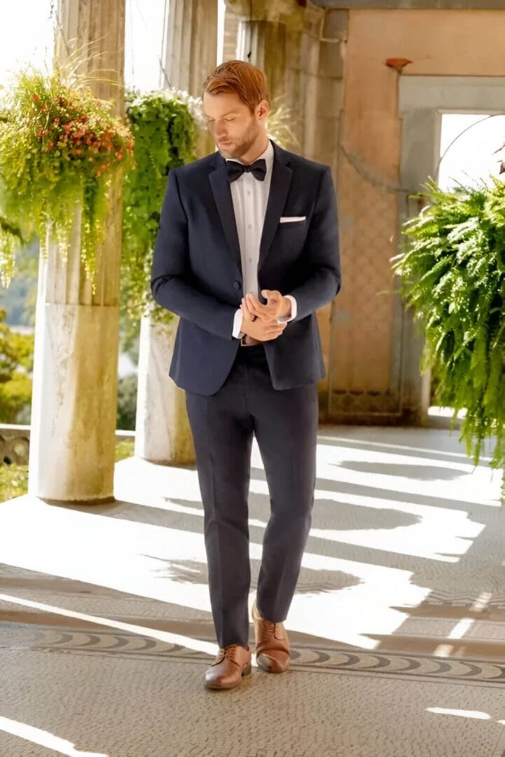 Navy Dawson Tuxedo with Black Pants