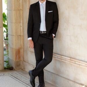 Black Dawson Suit with Self-Tie Long Tie