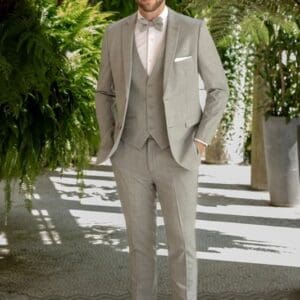 Chrome Dawson Suit with Matching Vest and Banded Hand-Knot Bow Tie
