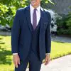 Navy Metro Suit with Box Check Self-Tie Long Tie