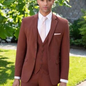 Rust Metro Suit with Matching Vest