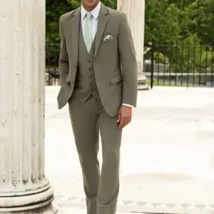 Sage Metro Suit with Matching Vest and Self-Tie Long Tie