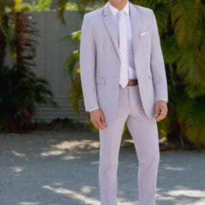 Lavender Metro Suit with Matching Sienna Floral Self-Tie Long Tie