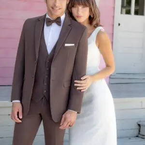 Chocolate Metro Suit with Matching Vest and Banded Hand-Knot Bow Tie