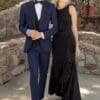 "Delaney" Navy Dawson with Black Satin Peak