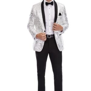 White/Silver Camo Lamé Coat